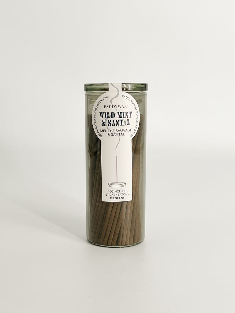Incense - Wild Mint & Santal, aromatherapy incense sticks container.