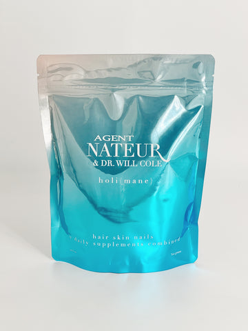 Agent Nateur collagen supplement with pearl Holi(mane), front side.